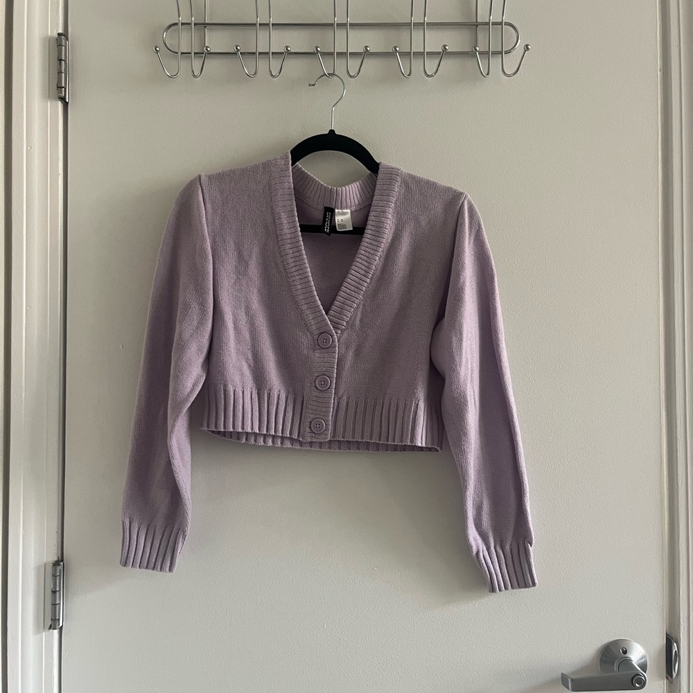 Light Purple H&M Cropped Cardigan